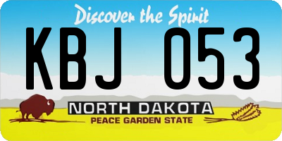 ND license plate KBJ053