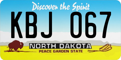 ND license plate KBJ067