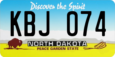 ND license plate KBJ074