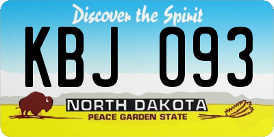 ND license plate KBJ093