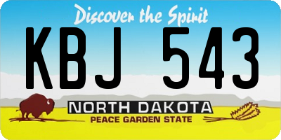 ND license plate KBJ543