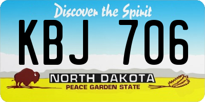 ND license plate KBJ706