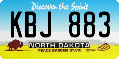ND license plate KBJ883