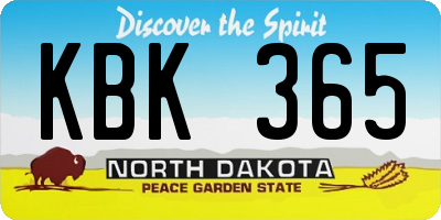 ND license plate KBK365
