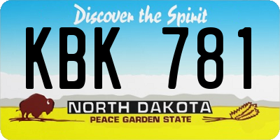 ND license plate KBK781