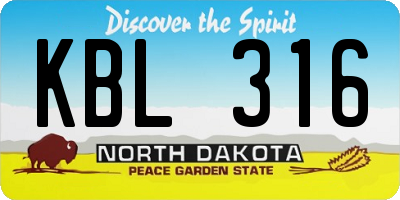 ND license plate KBL316