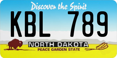 ND license plate KBL789