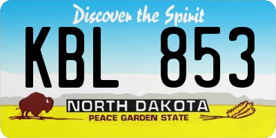 ND license plate KBL853