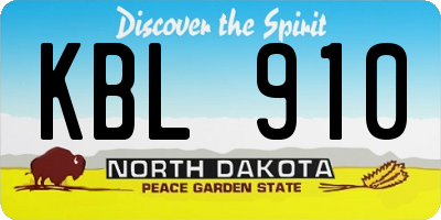 ND license plate KBL910