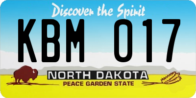 ND license plate KBM017