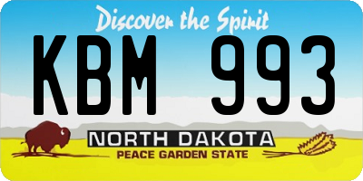 ND license plate KBM993