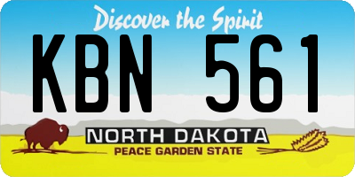 ND license plate KBN561