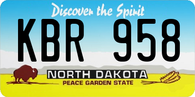 ND license plate KBR958