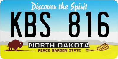 ND license plate KBS816