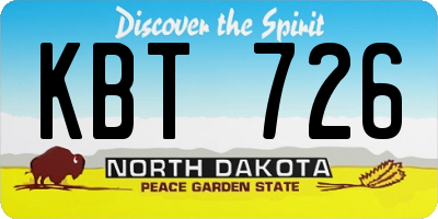 ND license plate KBT726
