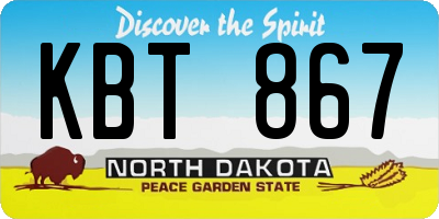 ND license plate KBT867