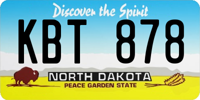 ND license plate KBT878