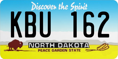 ND license plate KBU162