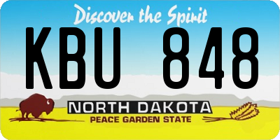 ND license plate KBU848