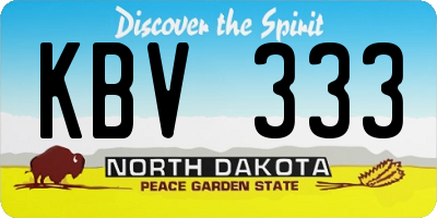 ND license plate KBV333