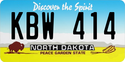 ND license plate KBW414