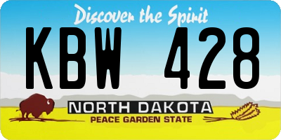 ND license plate KBW428
