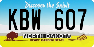 ND license plate KBW607