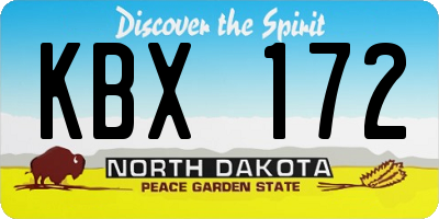 ND license plate KBX172