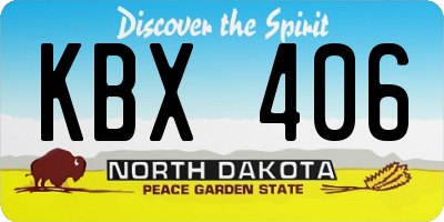ND license plate KBX406