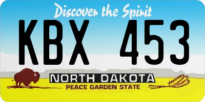 ND license plate KBX453