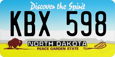 ND license plate KBX598