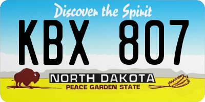 ND license plate KBX807