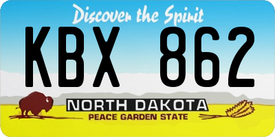 ND license plate KBX862