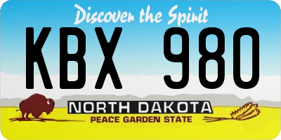 ND license plate KBX980
