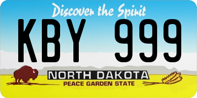 ND license plate KBY999