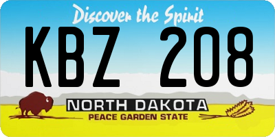 ND license plate KBZ208