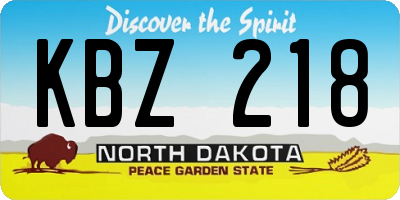 ND license plate KBZ218