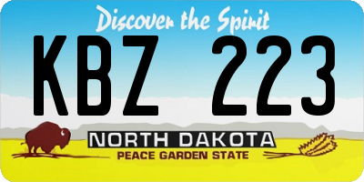 ND license plate KBZ223