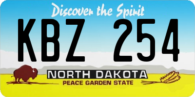ND license plate KBZ254
