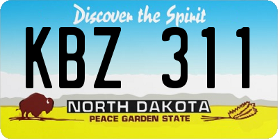 ND license plate KBZ311