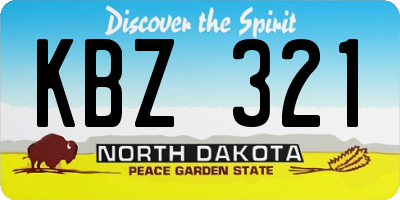 ND license plate KBZ321