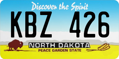 ND license plate KBZ426