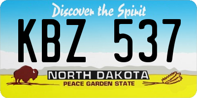 ND license plate KBZ537