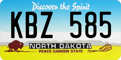 ND license plate KBZ585