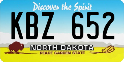 ND license plate KBZ652