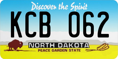 ND license plate KCB062