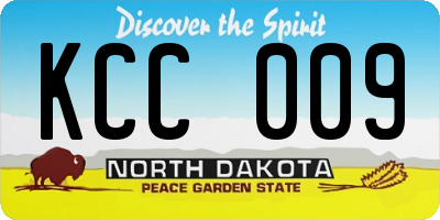 ND license plate KCC009