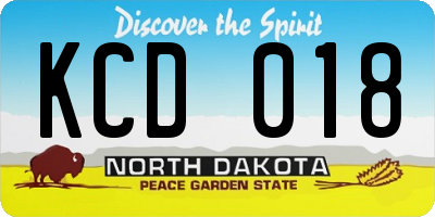 ND license plate KCD018