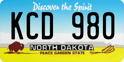 ND license plate KCD980
