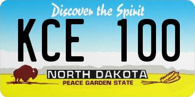 ND license plate KCE100